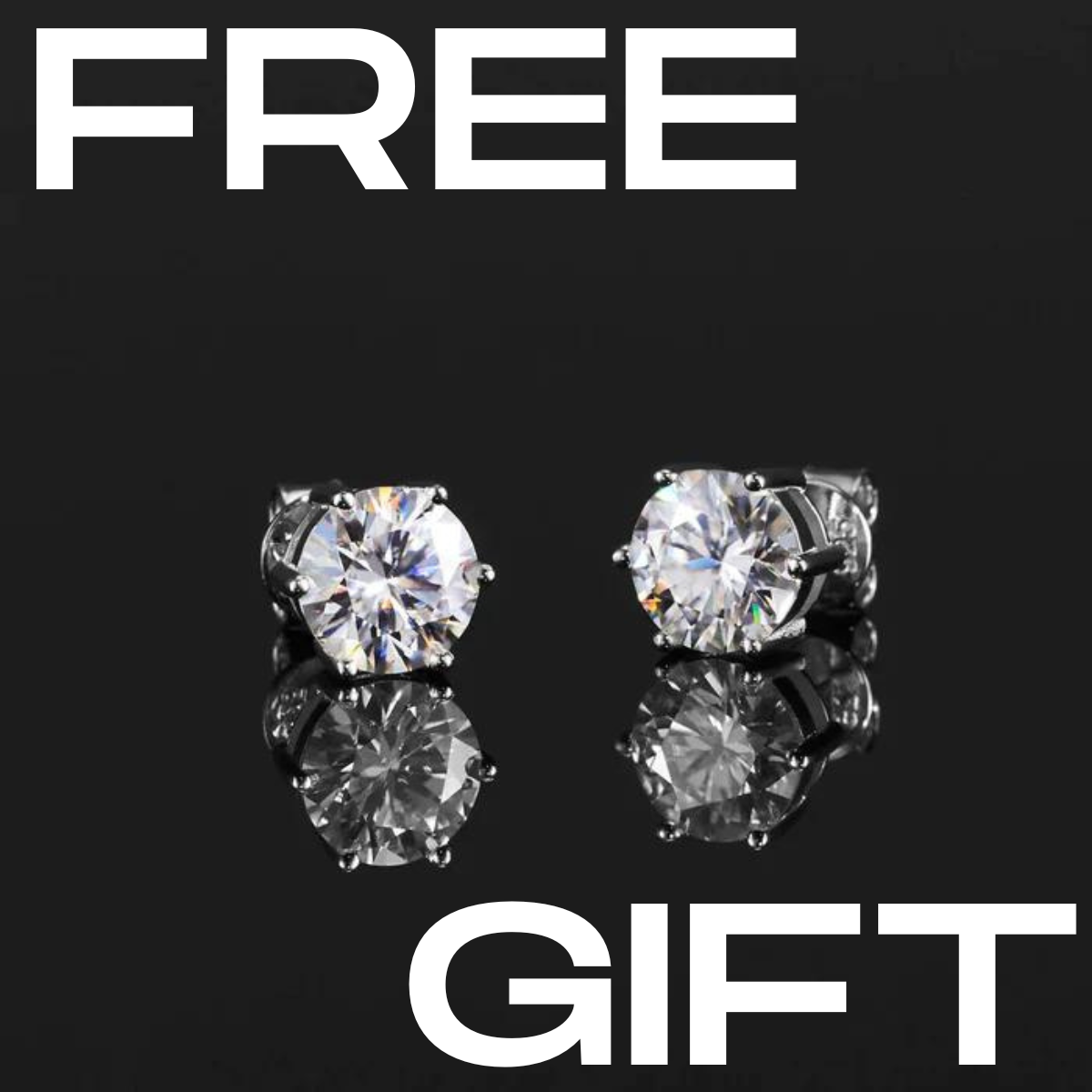 Free Gift - Round Cut Studs: White Gold