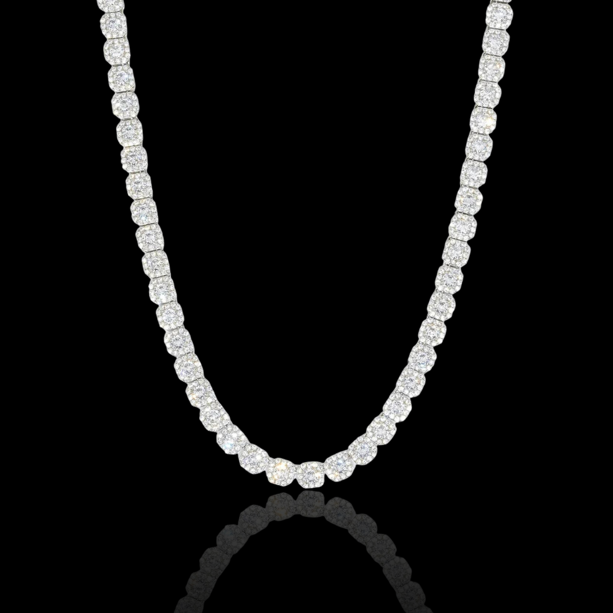 11mm Clustered Tennis Chain White Gold Necklace – FunkyFrost